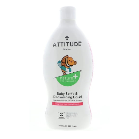 Attitude Baby Bottle & Dishwashing Liquid, Fragrance Free, 23.7 oz
