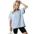 thumbnail image 5 of Today Prime Girls' Fashion Shirts Casual Round Neck Blouse Irregular Hem Shirt Solid Color T Shirts Short Sleeve Tops for Girls 10-12, 5 of 5