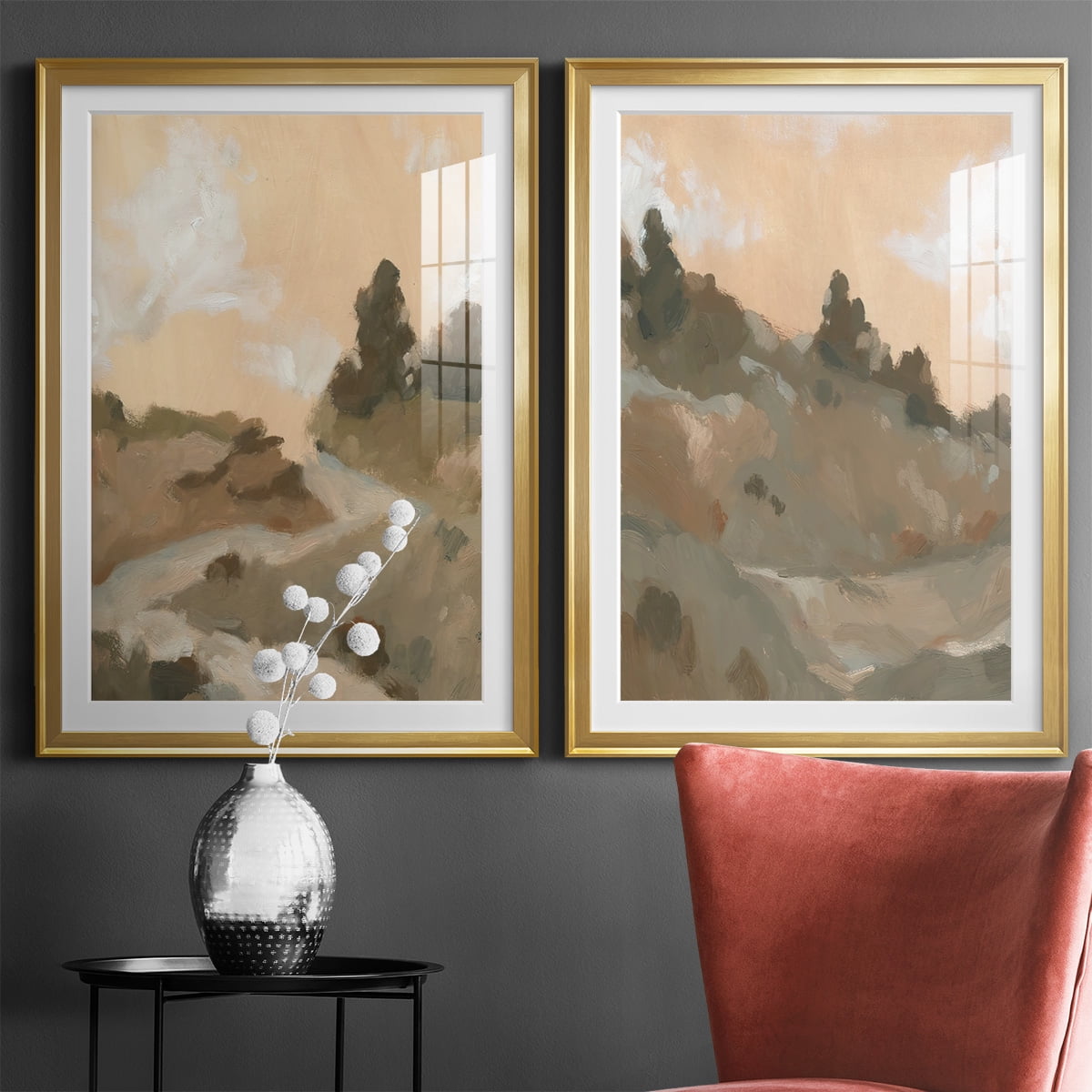 Wexford Home Hillside Walking Path I Premium Framed Print, 30.5" x 42.5" - Ready to Hang, Gold (Set of 2)
