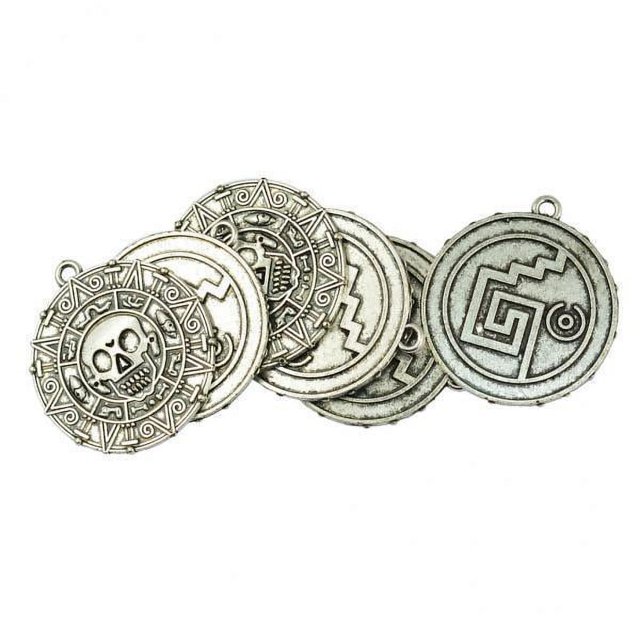 Collar Colgante de moneda azteca caribeña Sunnimix 3x6 Uds Plata Tibetana Calavera