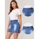 thumbnail image 2 of INSPIRE CHIC Faldas de mezclilla para mujer Minifalda de mezclilla de cintura alta ajustada con cremallera frontal azul medio M, 2 of 5