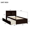 thumbnail image 3 of Mirightone Twin Size Bed with Trundle, Twin Bed Frame with Storage Headboard, Twin Size Trundle Bed with Bookcase, Daybed with Trundle Bed Twin, Espresso, 3 of 6