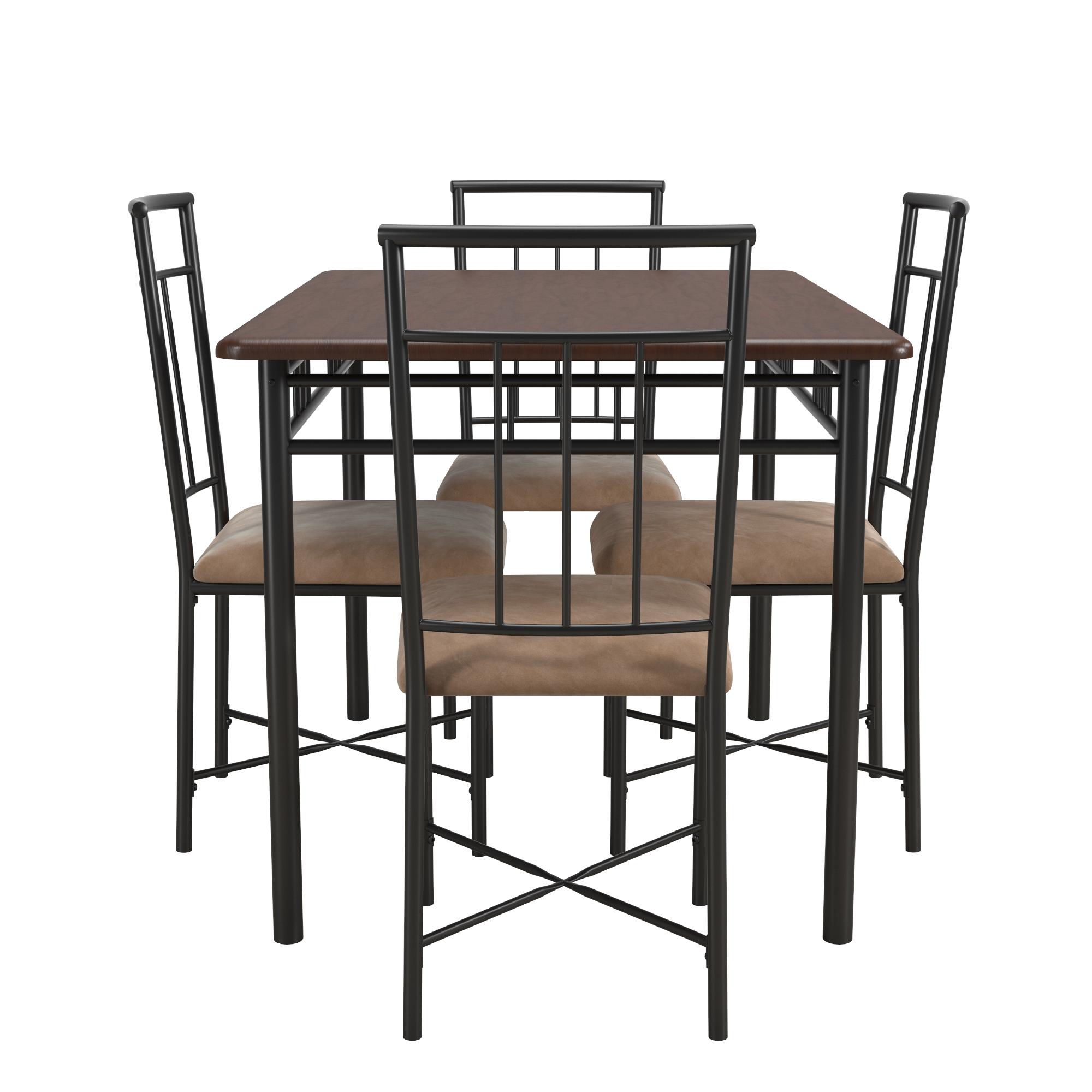 Mainstays Louise Traditional 5-Piece Wood & Metal Dining Set, Deep Walnut - image 7 of 22
