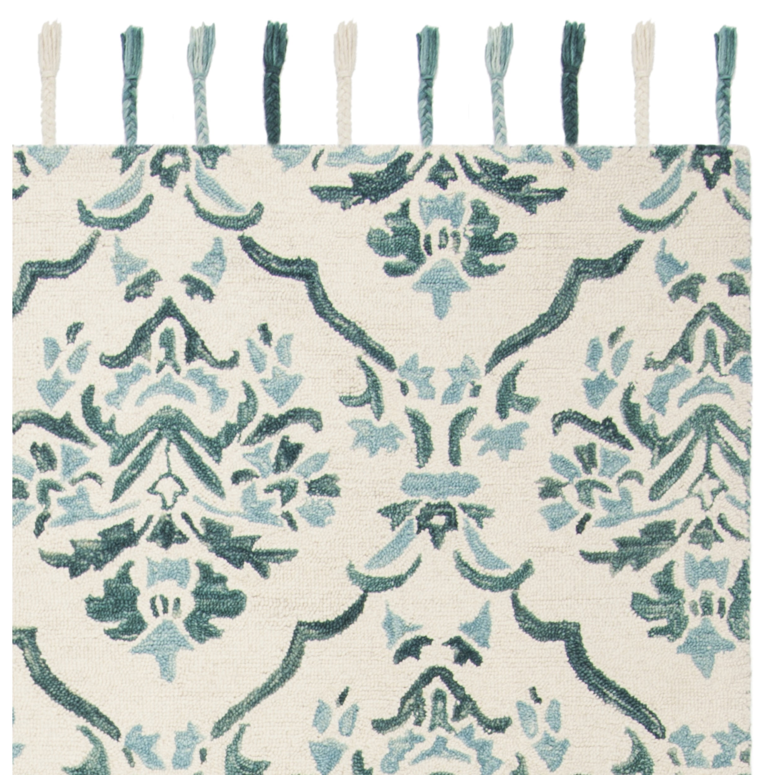 SAFAVIEH Suzani Oakley Geometric Wool Area Rug, Ivory/Turquoise, 8' x 10'