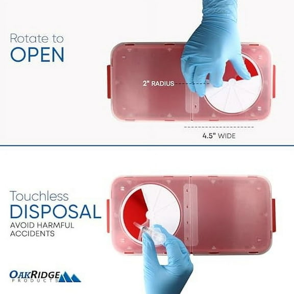 Oakridge Products Large Sharps Container for Home Use and Professional 3 Gallon (10-Pack) with Rotating lid, Biohazard Needle and Syringe Disposal, CDC Certified, Wholesale Busines