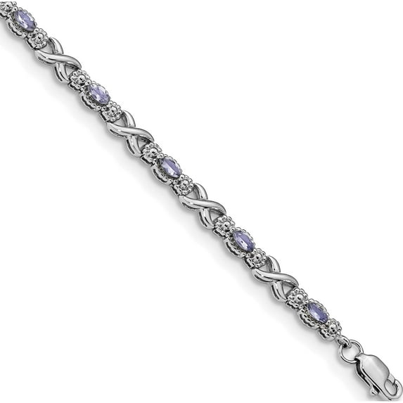 Sterling Silver Polished Tanzanite Xs 7.5 Inch Bracelet (7.5 X 3.63) Made In China qx974tz