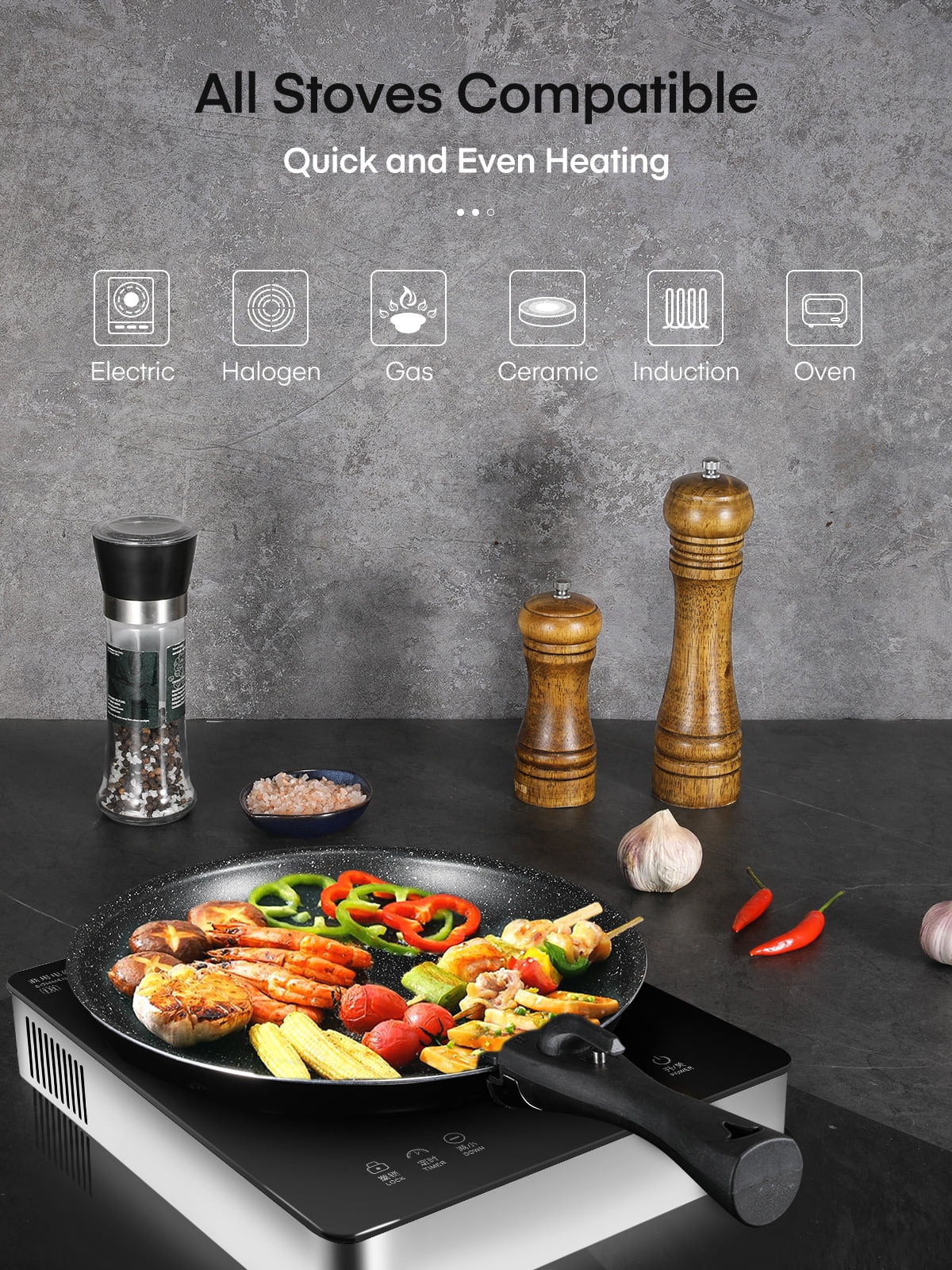Fohere 8-Piece Pots and Pans Set Non Stick with Removable Handle, Aluminum Kitchen Cookware Set, Black