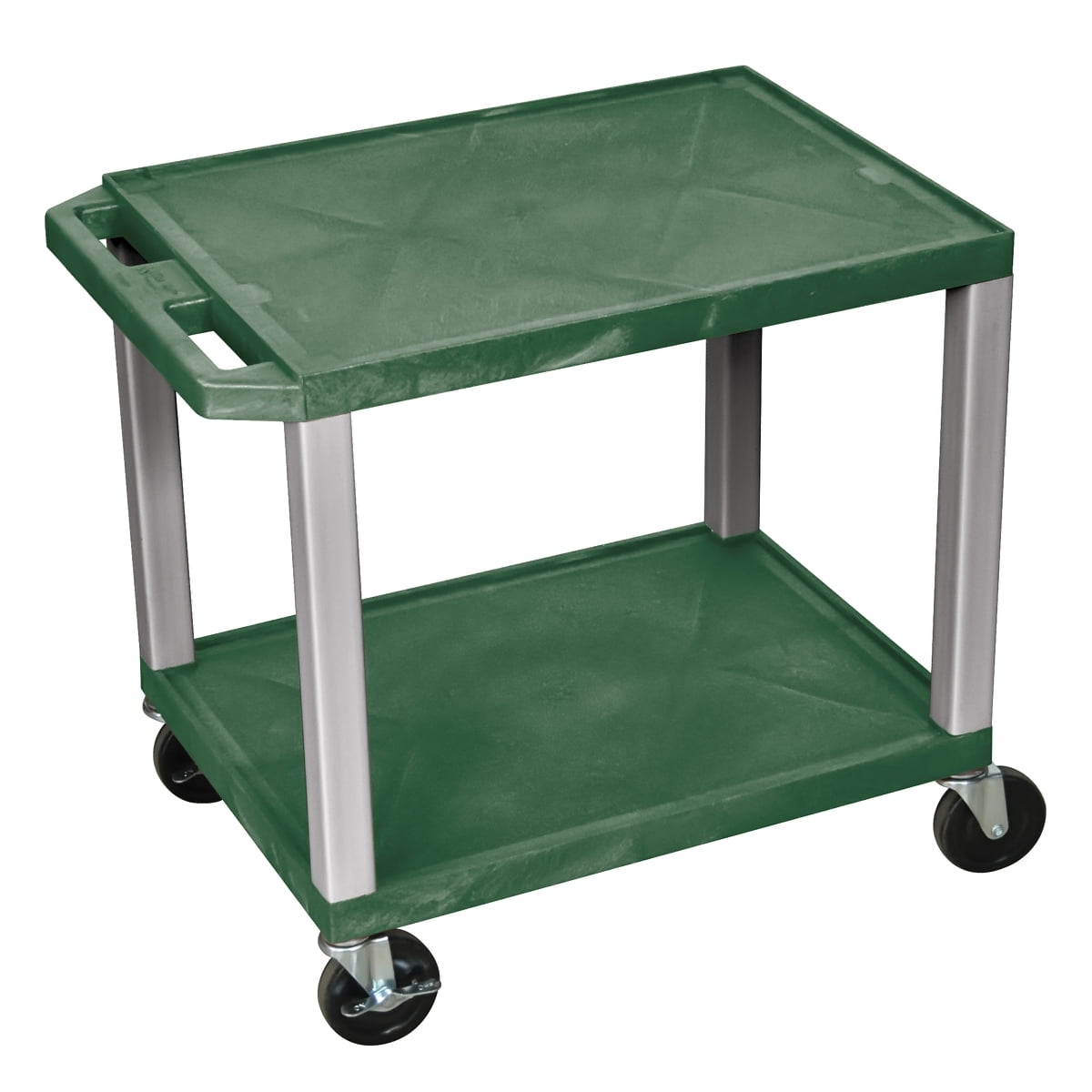 Luxor AV Equipment Storage Cart with 2 Shelf and Nickel Legs