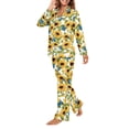 thumbnail image 3 of FOR U DESIGNS Vintage Sunflower Pajama Sets for Women 2 Piece Button Down Long Sleeve Pants and V-neck Tops Size S Button Up Sleepwear for Women Nightwear Fall, 3 of 7