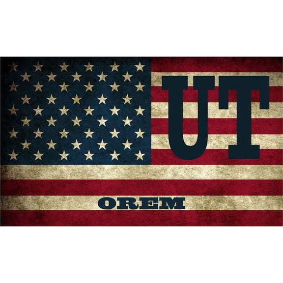Orem UT Utah Utah County Vintage US Flag Decal Bumper Sticker 3M Vinyl 3" x 5"