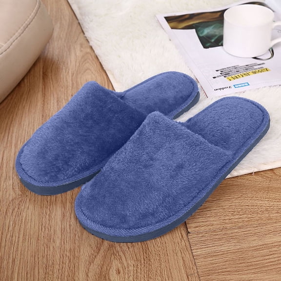 longantii Slippers for Men, Solid Color Fuzzy Plush Lined House Shoes, Memory Foam Slip On Bedroom Slippers, Comfy Warm Indoor Outdoor Winter Fall Footwear
