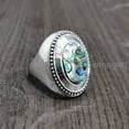 thumbnail image 4 of Abalone Shell Heavy Ring, Natural Abalone Shell, Birthstone Abalone Shell, Silver Jewelry, 925 Silver Ring, Birthday Gift, Heavy Mens Ring, Gemstone, Mans Designer Ring, Christmas, Mens Signet Ring, 4 of 5