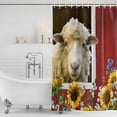 thumbnail image 3 of Sheep Flowers Shower Curtain, Waterproof Shower Curtains for Bathroom, Country Red Barn Botanical Sunflowers Washable Fabric Bathtub Curtain Set Bath Decor with 12 Hooks Extra Long 72"x96", 3 of 8