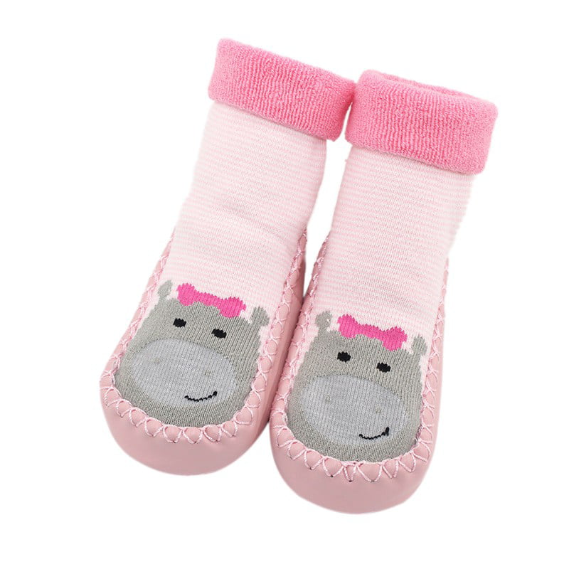 Cute 0-12M Cartoon Newborn Kid Baby Girl Boy Anti-Slip Socks Slipper Shoes Boots 
