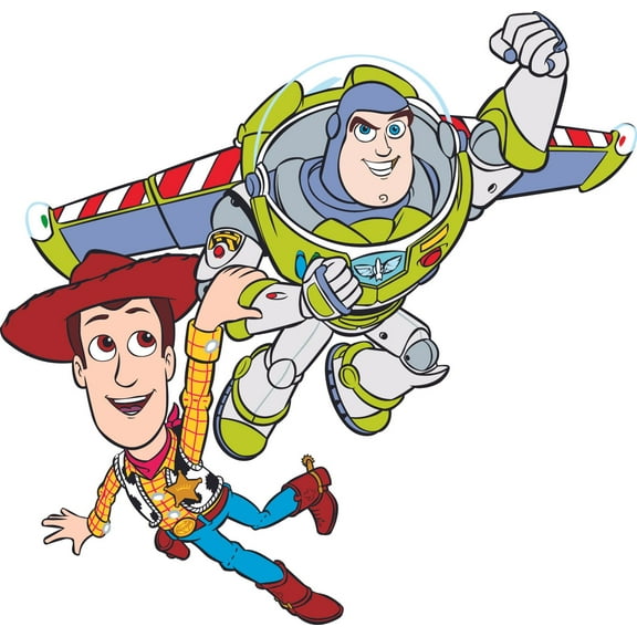 Buzz And Woody Toy Story Cartoon Customized Wall Decal - Custom Vinyl Wall Art - Personalized Name - Baby Girls Boys Kids Bedroom Wall Decal Room Decor Wall Stickers Decoration Size (10x10 inch)