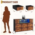 thumbnail image 4 of QinaQin Cómoda de 10 cajones de tela con luces LED, estación de carga, repisas abiertas y cubierta de madera, ideal como mueble para TV, 4 of 8