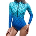 thumbnail image 1 of Women's Long Sleeve Rash Guard Swimsuit Sun Printed Zipper Surfing Swimsuit Bathing Suit, 1 of 6
