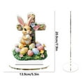 thumbnail image 5 of Cadancy Easter Decorations Cross Bunny Holding Eggs with Floral Decor 2D Acrylic Standing Piece Holiday Festival Ornament Home Desktop Spring Celebration Decoration, 5 of 9