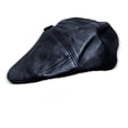 thumbnail image 3 of Unisex Black Genuine Leather Ivy Newsboy Cap, Golf Cap, 3 of 6