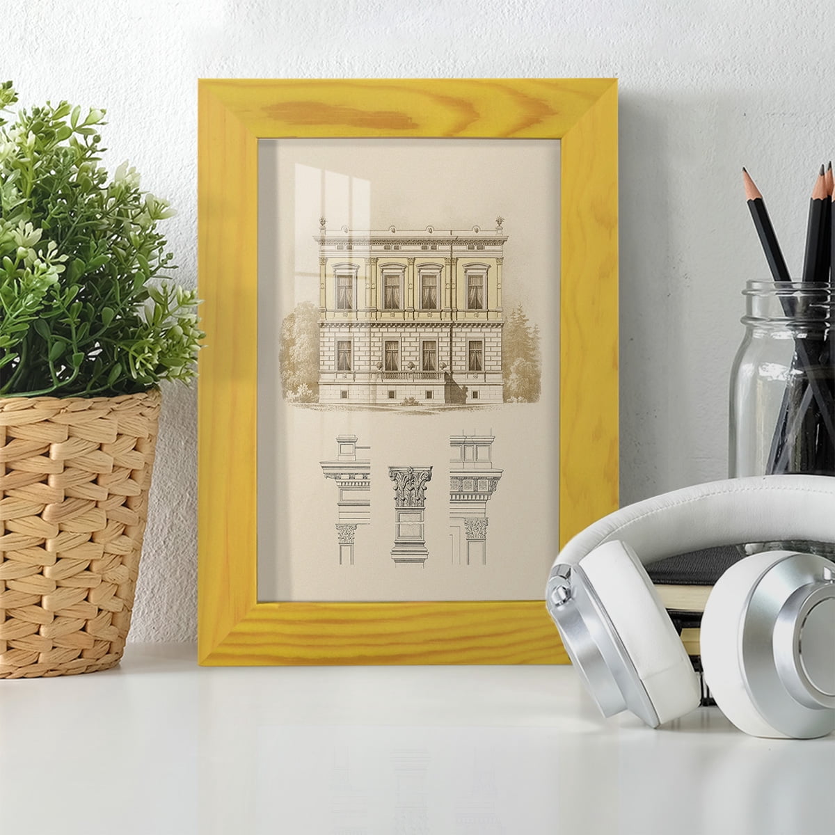 Estate & Plan IV -Framed Print w/glass-Sunflower Yellow