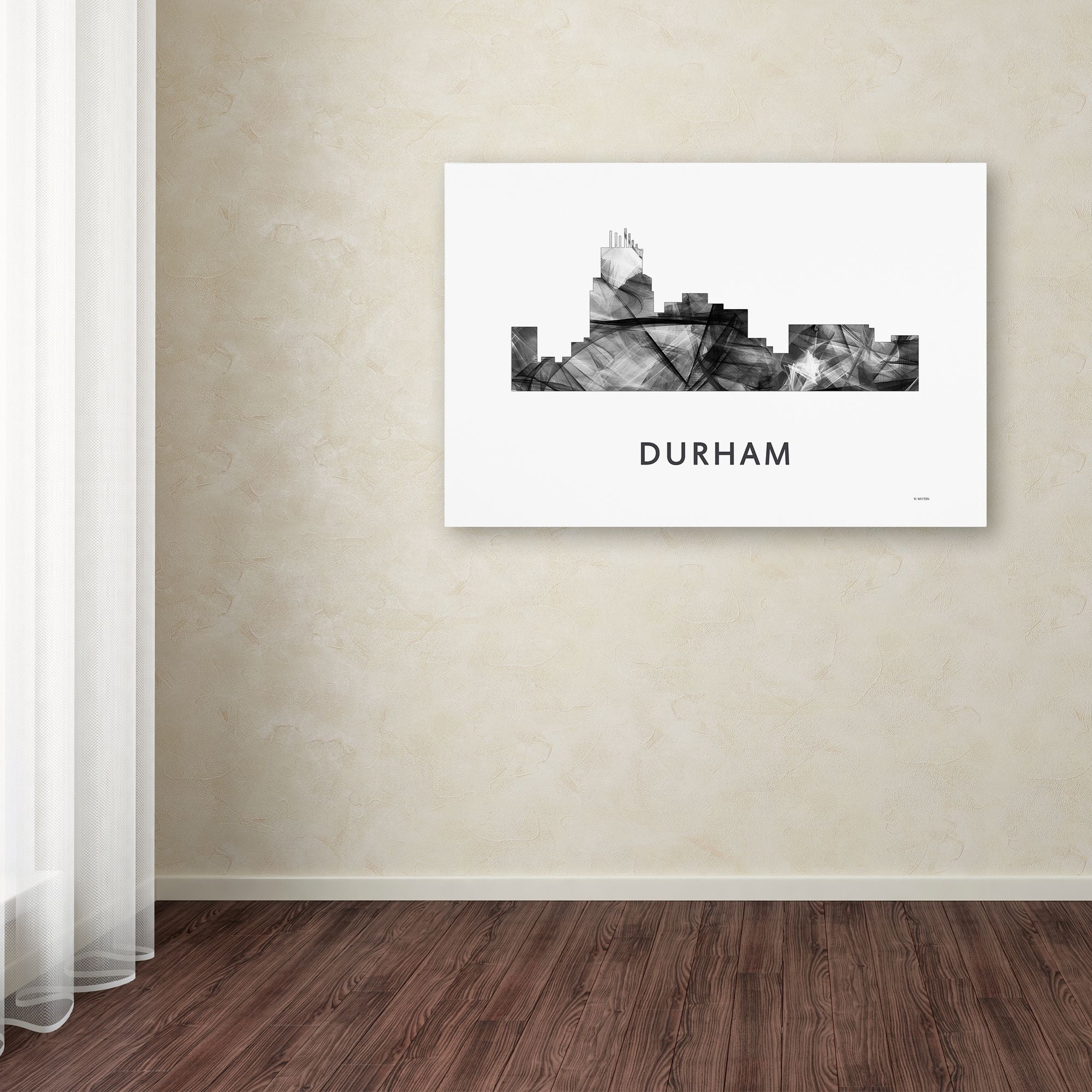 Trademark Fine Art 'Durham North Carolina Skyline WB-BW' Canvas Art by Marlene Watson