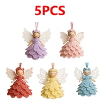 5pcs Christmas Crochet Angel Ornament Craft Kit - Cute Soft Knitted Yarn Pendant, Complete DIY Decor Set for Christmas Tree, Handmade Accessories for Personalized & Wall Decor, Yellow, 5.91in