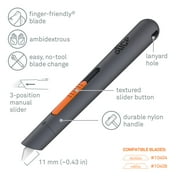 Slice 10513 Pen Cutter with Ceramic Safety Blade | 3 Position Manual Blade, Cuts Packages, Cardboard Box | Lasts 11x Longer Than Metal