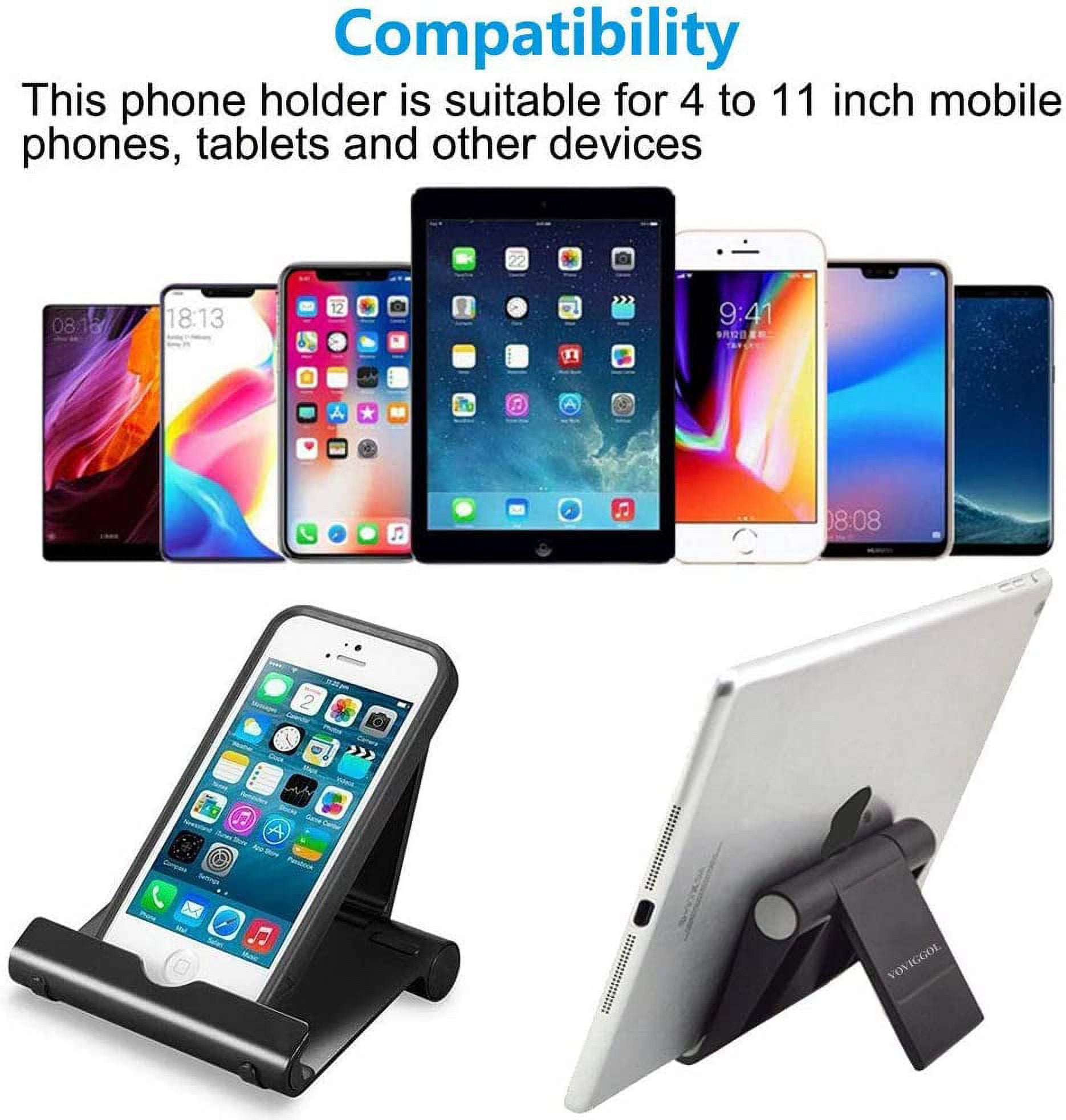 4 Pack for Desk, Foldable Cell Phone Holder Mobile Stand Phone Dock, Adjustable Tablet Stand Holder Compatible with iPhone 16 15 14 13 12 11 Pro iPad Samsung(4 Color)