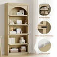 thumbnail image 3 of AOILE 68.7" Farmhouse Arched Bookcase, 5-Tier Wooden Bookshelf with Arch Design and Wooden Base, Rustic Vintage Display Shelf for Living Room, Office, Library, 3 of 9