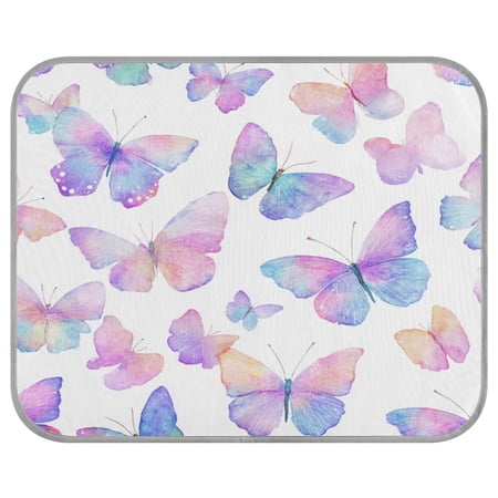 Pet Cooling Mat Breathable Ice Silk Dog Cooling Pad Foldable Summer Sleeping Mat Colorful Butterflies for Dogs & Cats 38.6×23.6in