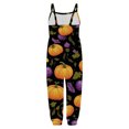 thumbnail image 5 of Gunia Toddler Girls Halloween Outfit Flannel Pumpkin Kids Suspender Romper Loose Harem Style Jumpsuit Festive Party Outfits Black 2-3 Years, 5 of 5