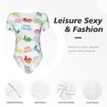 thumbnail image 4 of Pofeuu Happy Easter Rabbit Print Short Sleeve Body Suits Women Round Neck Bodysuits for Women Onesie Adult Set Body Suit-XX-Large, 4 of 7