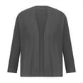 thumbnail image 2 of CHGBMOK Women's Solid Knitted Loose Cardigan Sweater 3/4 Sleeve Open Front Cropped Tops, 2 of 5