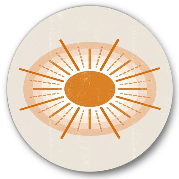 Designart 'Orange Radiant Sun II' Modern Circle Metal Wall Art 36x36 - Disc of 36