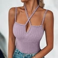 thumbnail image 2 of Camisole For Womens Adjustable Shoulder Straps Tank Tops Workout Cropped Ribbed Summer Camisole Sleeveless Tops Trendy Queen Purple XXL, 2 of 7