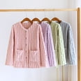 thumbnail image 4 of Women Casual Flannel Fuzzy Pajama Coat Loose Sherpa Fleece Button Long Sleeve House Jacket Soft Lightweight Winter Warm Loungewear, 4 of 4