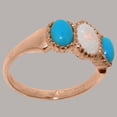 thumbnail image 3 of LBG British Made Classic 18k Rose Gold Natural Opal & Turquoise Womens Anniversary Ring - 33 size options - Size 5.25, 3 of 7