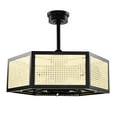 thumbnail image 5 of Neira 27 in. 6-Light Indoor Matte Black and Woven Rattan Finish Ceiling Fan with Light Kit, 5 of 5