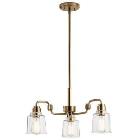 3 Light Small Chandelier in Vintage Industrial Style-12.5 inches Tall and 22.75 inches Wide-Weathered Brass Finish Bailey Street Home 147-Bel-4435980