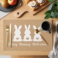 thumbnail image 2 of Every Bunny Welcome Placemats Set&nbsp;of&nbsp;8 Easter Spring White Bunny Silhouette Linen Texture Heat Insulation Washable Place Mats, Non-Slip Table Mats for Dining Table Party Kitchen,13x19 Inch, 2 of 9