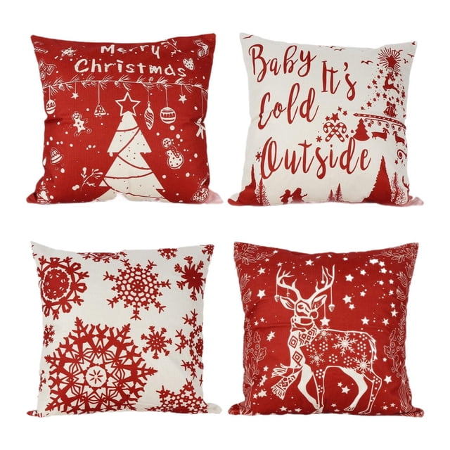 4 fundas de almohada navideñas, decoración navideña, funda de cojín cuadrada, funda de almohada para sofá, dormitorio, cafetería, decoración del hogar