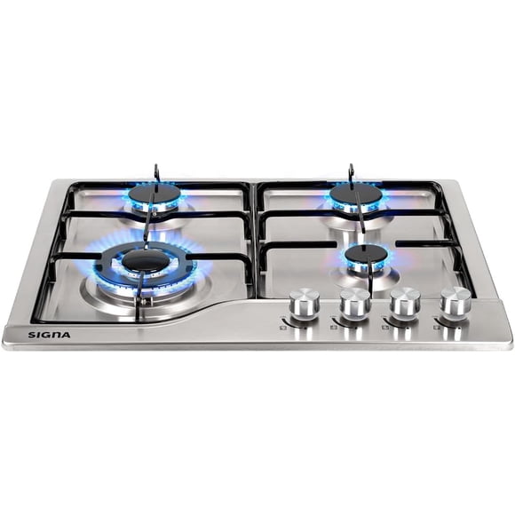 Parrilla De Gas 4 Quemadores De Acero Inoxidable Estufa Compatible Con Gas LP Empotrable o De Sobreponer Encendido Electronico Parrilla Electrica De Estructura Metalica (4 Quemadores)