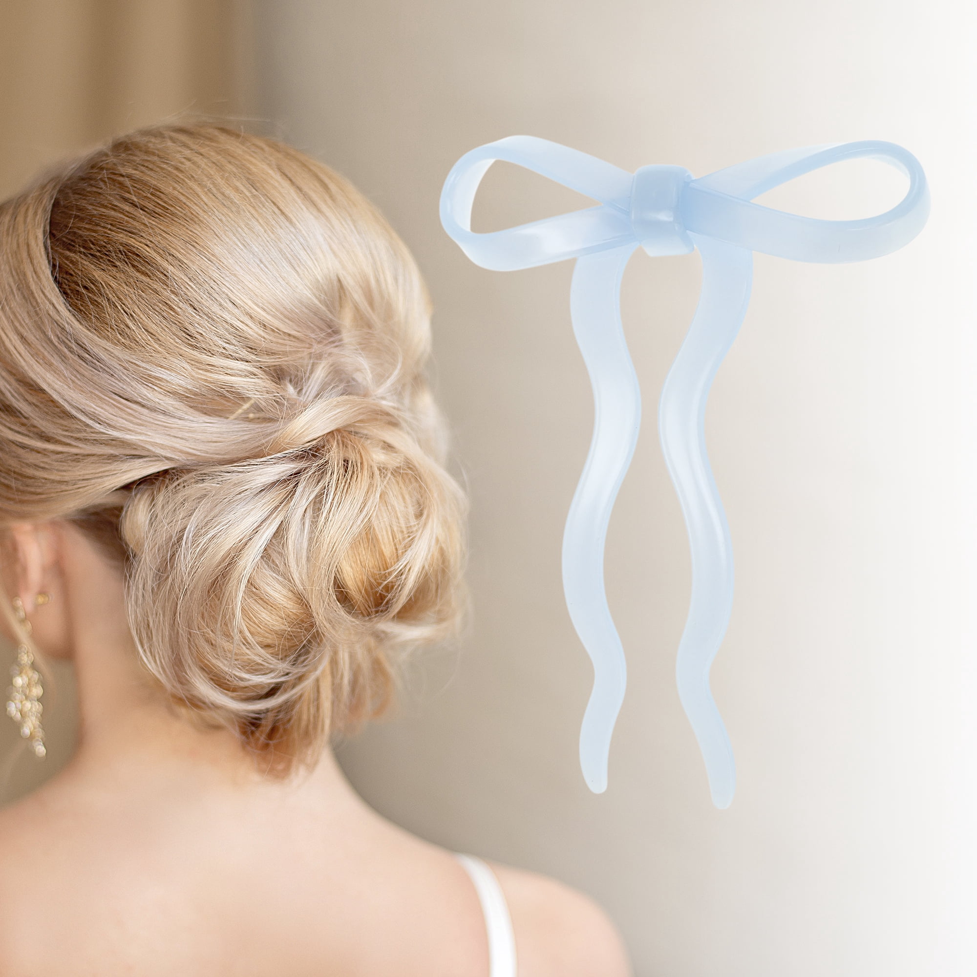 Unique Bargains Bow Wave Chignon Pin for Women 1 Pc Light Blue