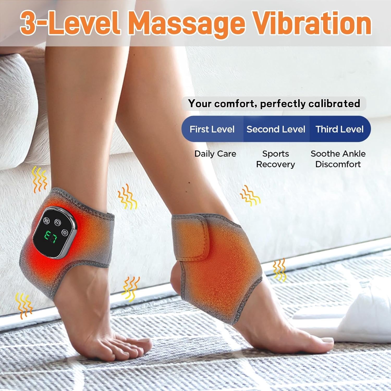 3-in-1 Foot Relief Massager, Foot Renew Triple Method, 5 Heat Levels,& 3 Vibration Modes Settings for Circulation & Pain Relief, Neuropathy, Tendinitis - Portable Cordless Design