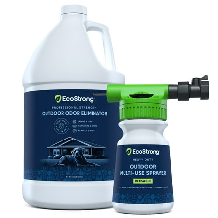 EcoStrong Deodorizing Dog Odor Remover for Yard, Turf, Kennels & Decks, 1 Gallon with Sprayer, Lemon Eucalypts