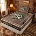 thumbnail image 2 of meiyoeat Wooden Fishing Bass Zipper Twin Comforter Sets with Fitted Sheet and 2 Pillowcases for Men Boys, Brown Vintage Lodge Cabin Zipper Bedding Set, Black Reversible, 4-Piece, 2 of 6