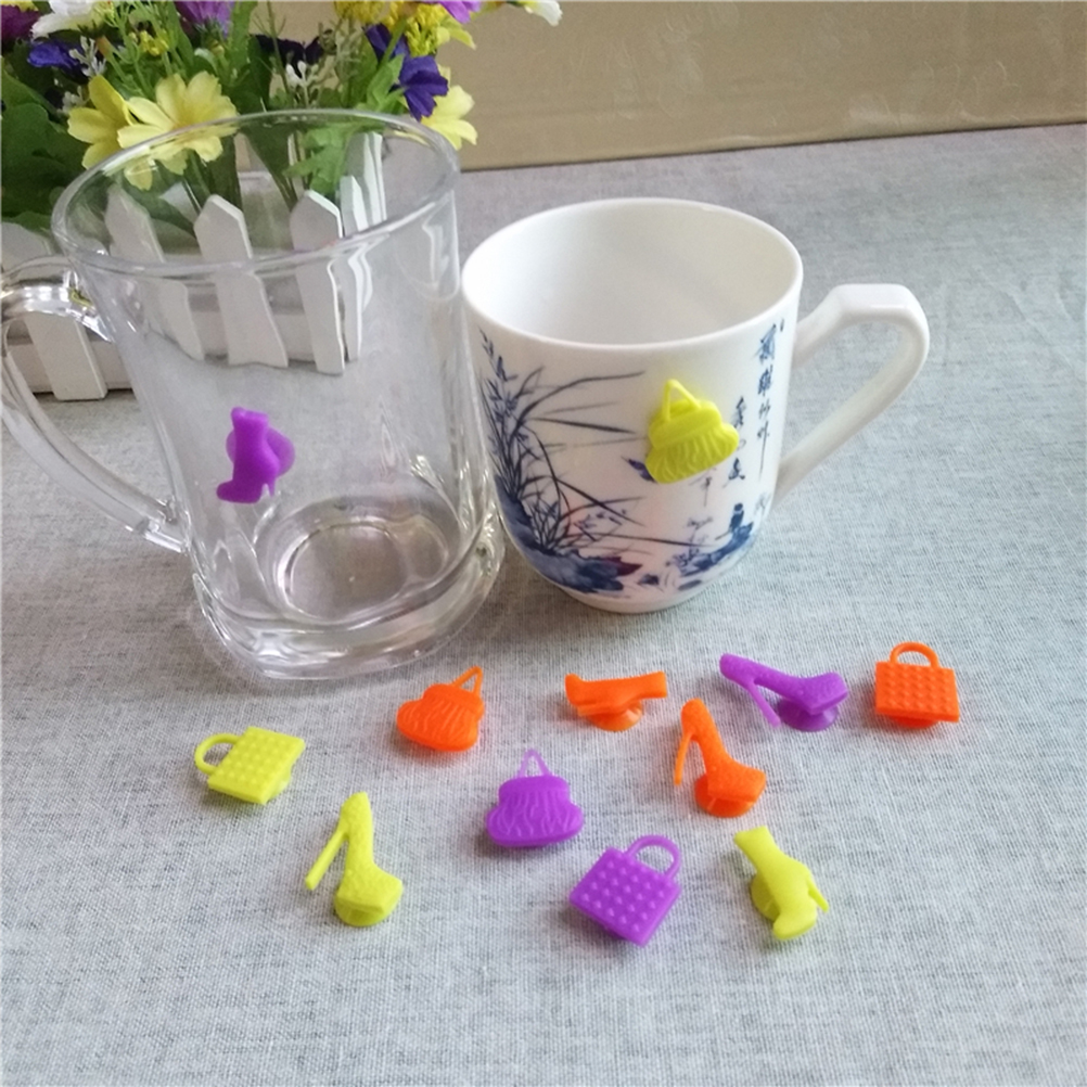 Suction cup glass markers 12pcs Silicone High Heel Wine Glass Marker