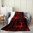 thumbnail image 1 of Erosebridal Gradient Geometric Flannel Blanket, Red Sherpa Throw, Abstract Striped Room Decor, 1 of 5