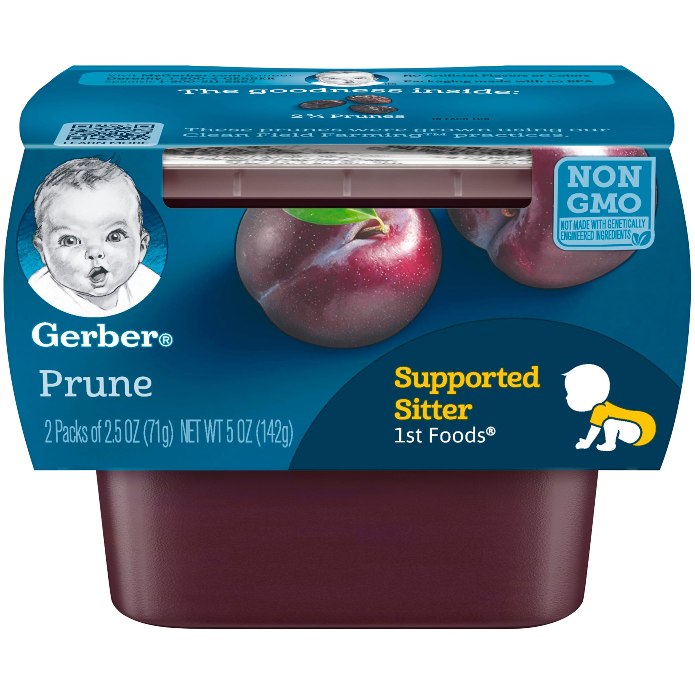 Gerber 1st Foods Prunes Baby Food, 2-2.5 oz. Tubs - Walmart.com