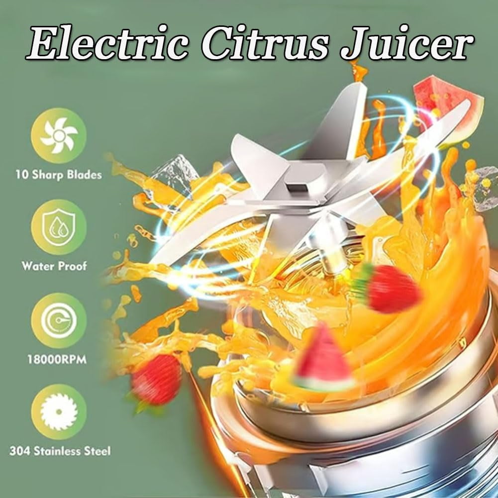 BPA-Free Electric Citrus Juicer 17 Oz Portable Blender, Powerful Portable 17oz Fresh Juicer with Straw, Small Fruit Electric Juicers for Smoothies, Shakes, Food Prep & Frozen Blending (1pcs+knife)